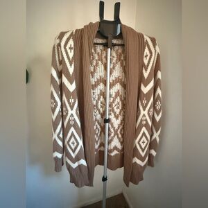 Old Navy Camel and Cream Knit Open-Front Cardigan